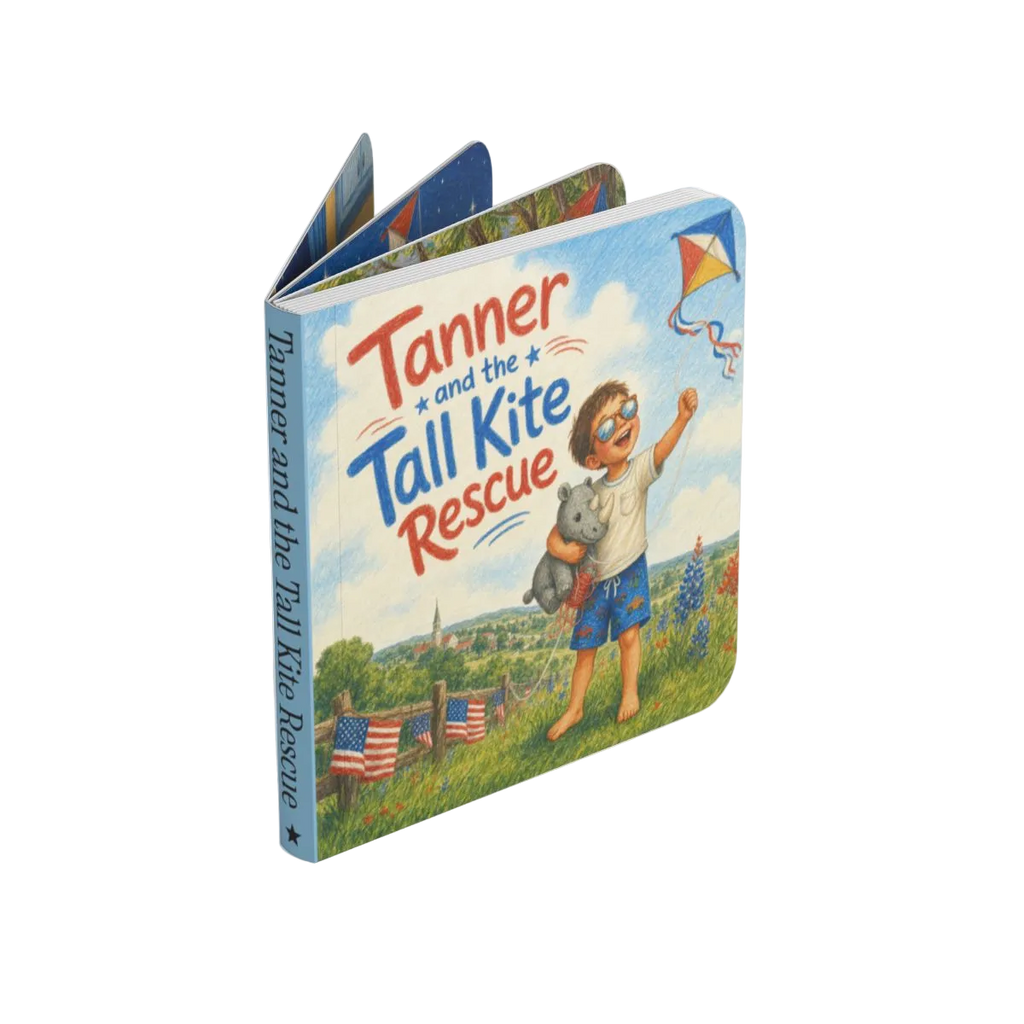 TinyStar personalized board book — printed cover, kite rescue adventure